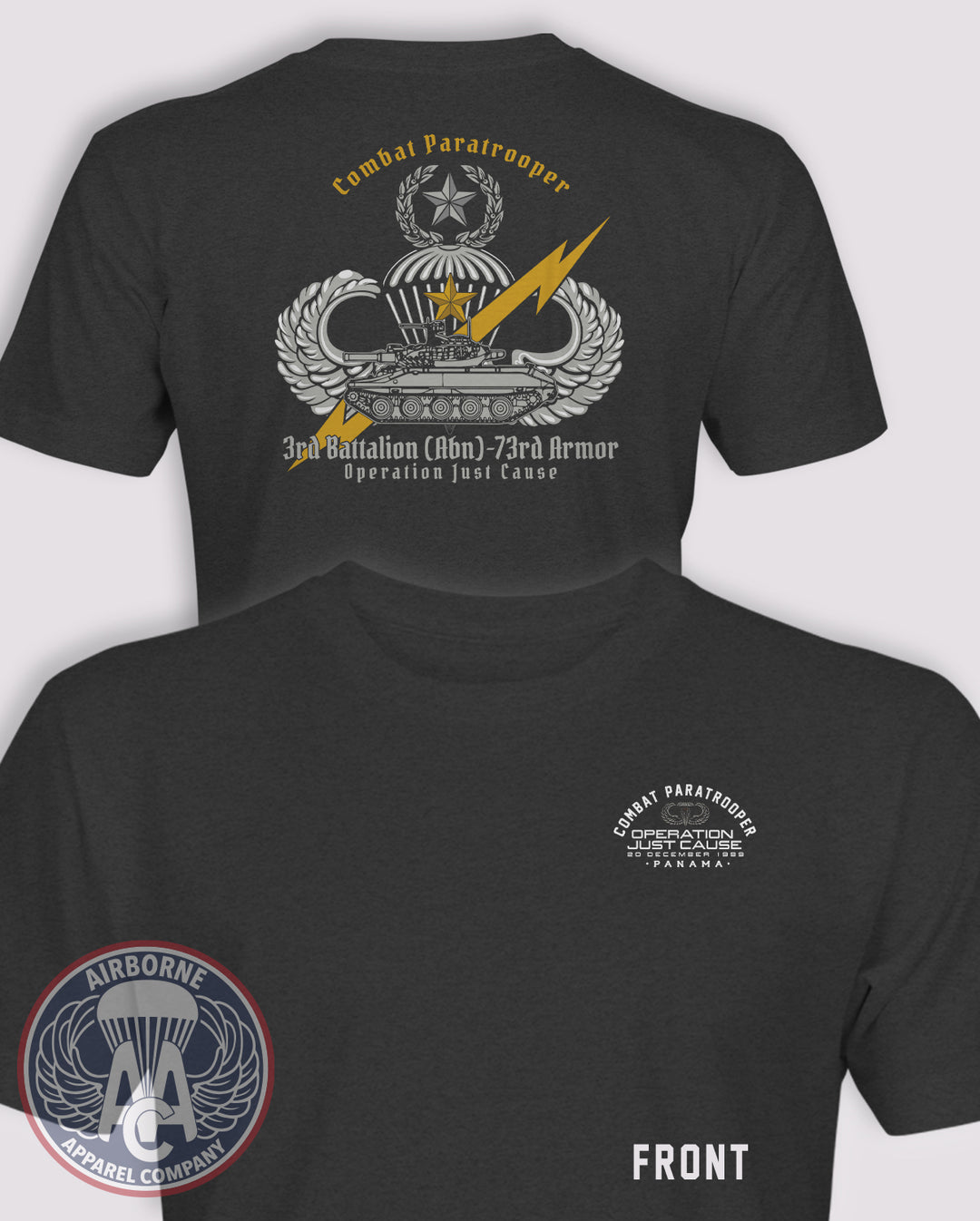 3-73 Armor Operation Just Cause Combat Paratrooper T-Shirt