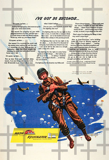 Vintage "30 Seconds" Kelvinator Airborne Ad 13" x 19" Reproduction