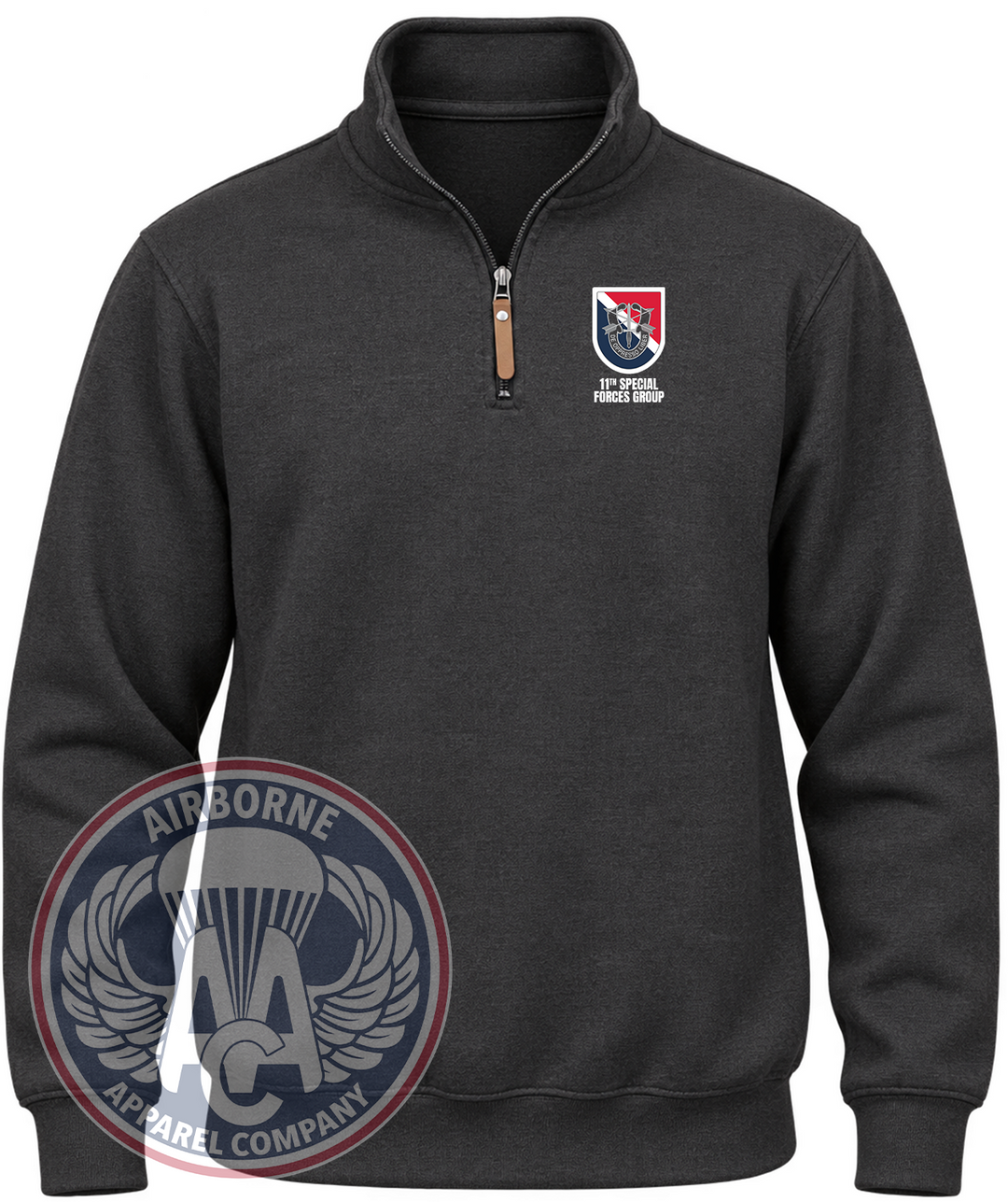 11th Special Forces Group Flash Quarter-Zip Pullover in Black Heather