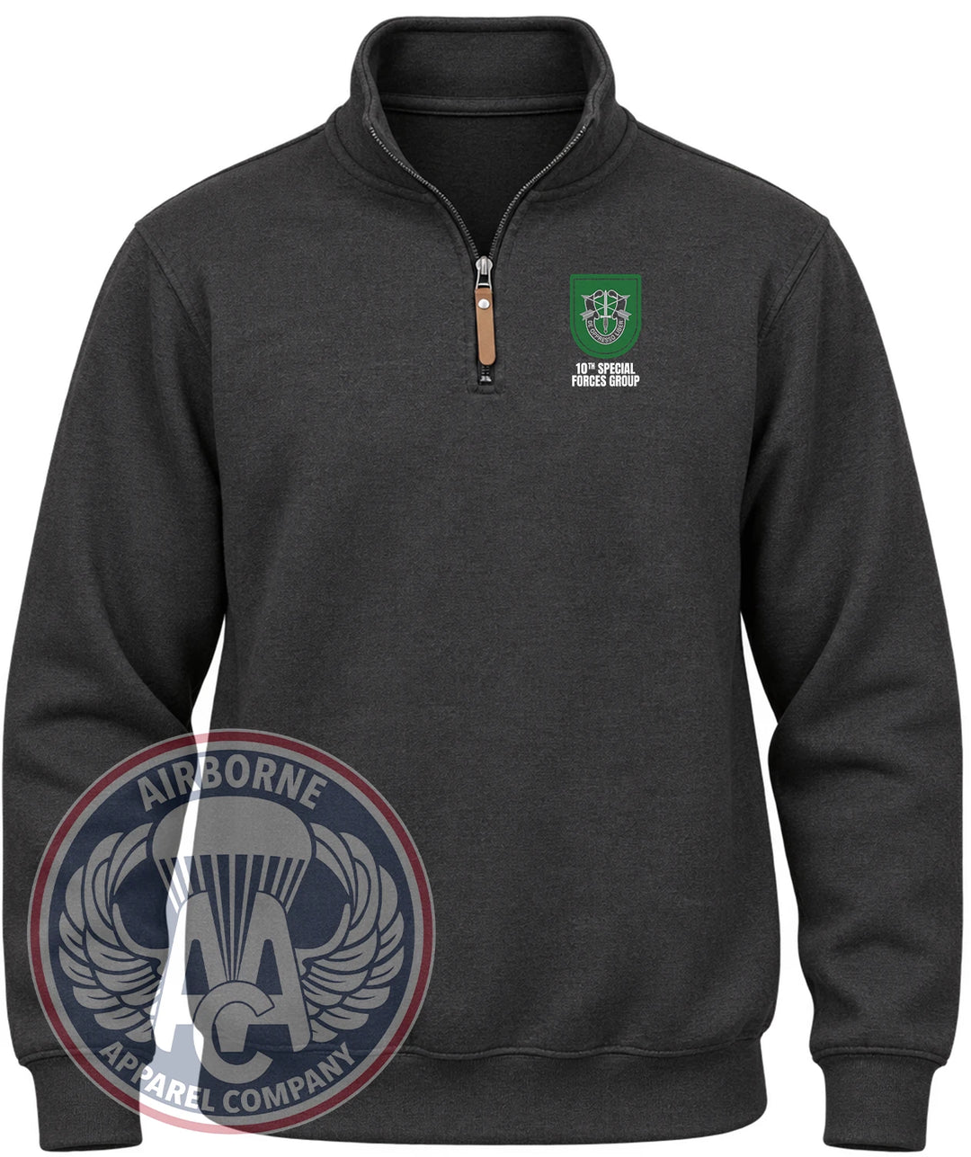 10th Special Forces Group Flash Quarter-Zip Pullover in Black Heather