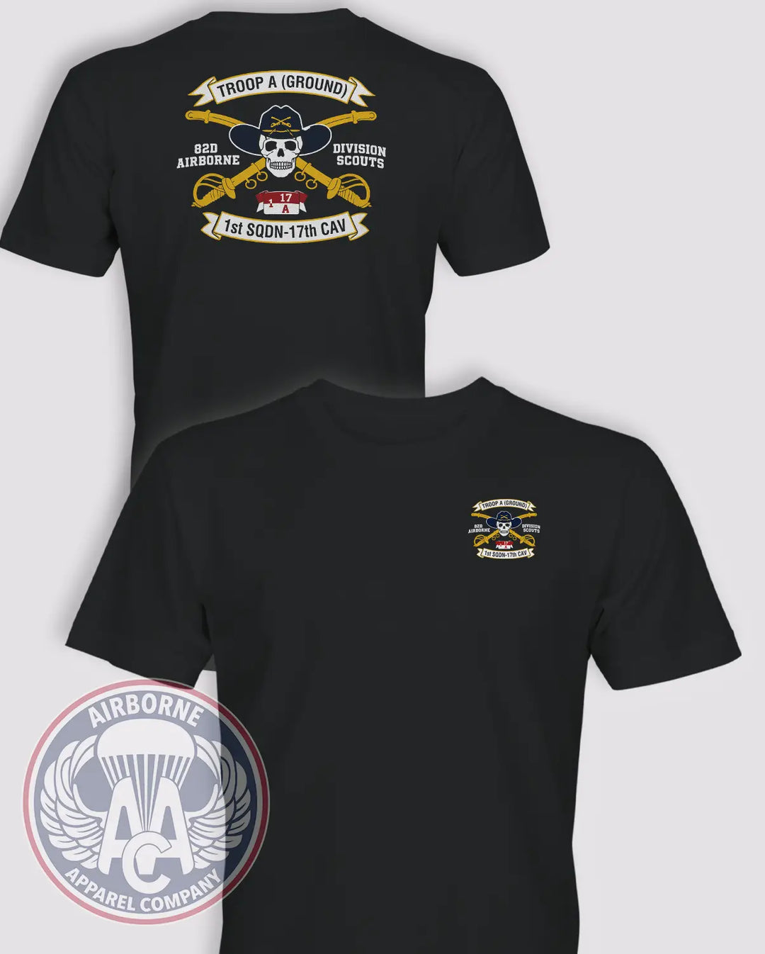 A Troop 1-17 (GROUND) CAV 82d Airborne Division T-Shirt Reproduction
