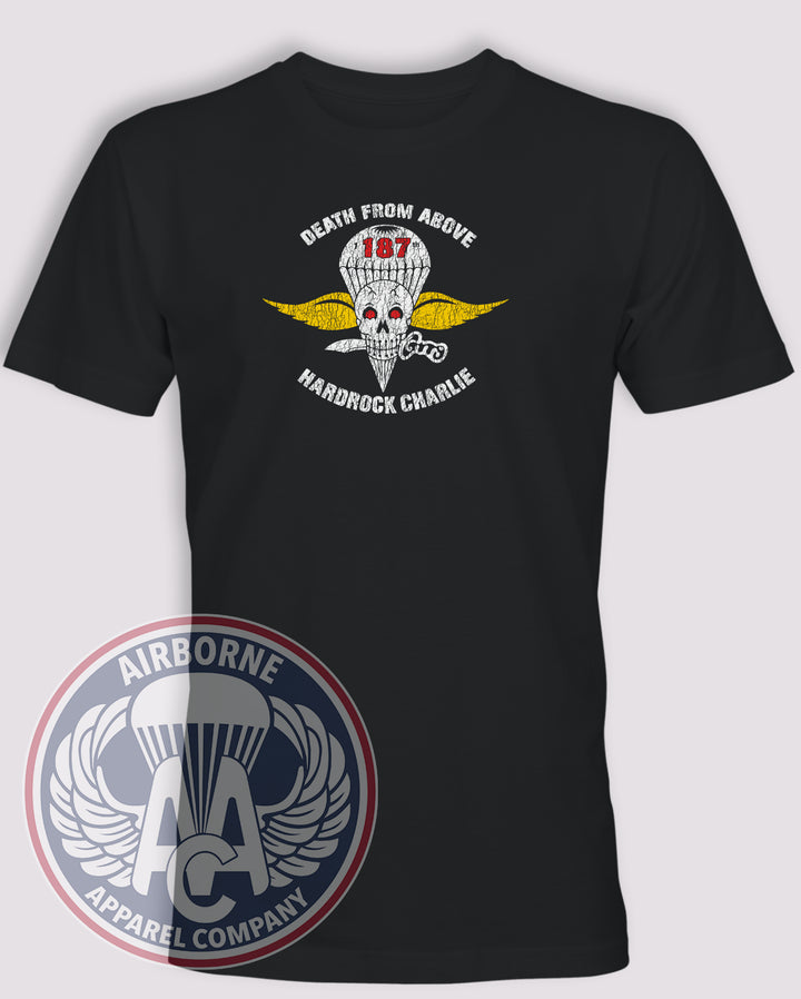 1-187th Hardrock Charlie Death From Above T-Shirt, Black, front view