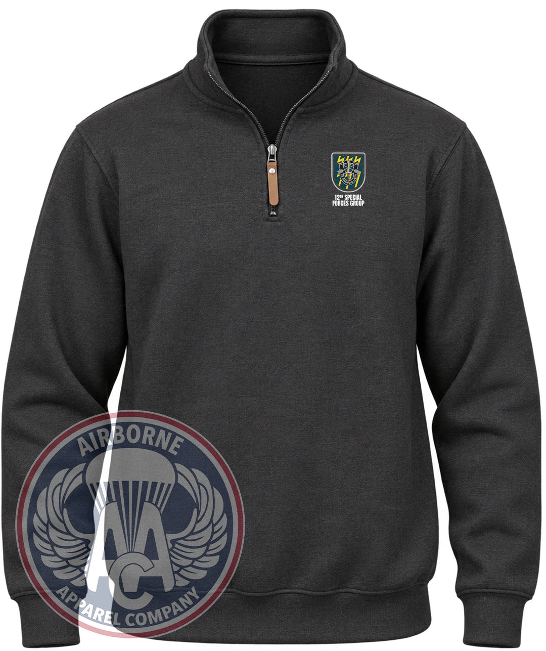 12th Special Forces Group Flash Quarter-Zip Pullover in Black Heather