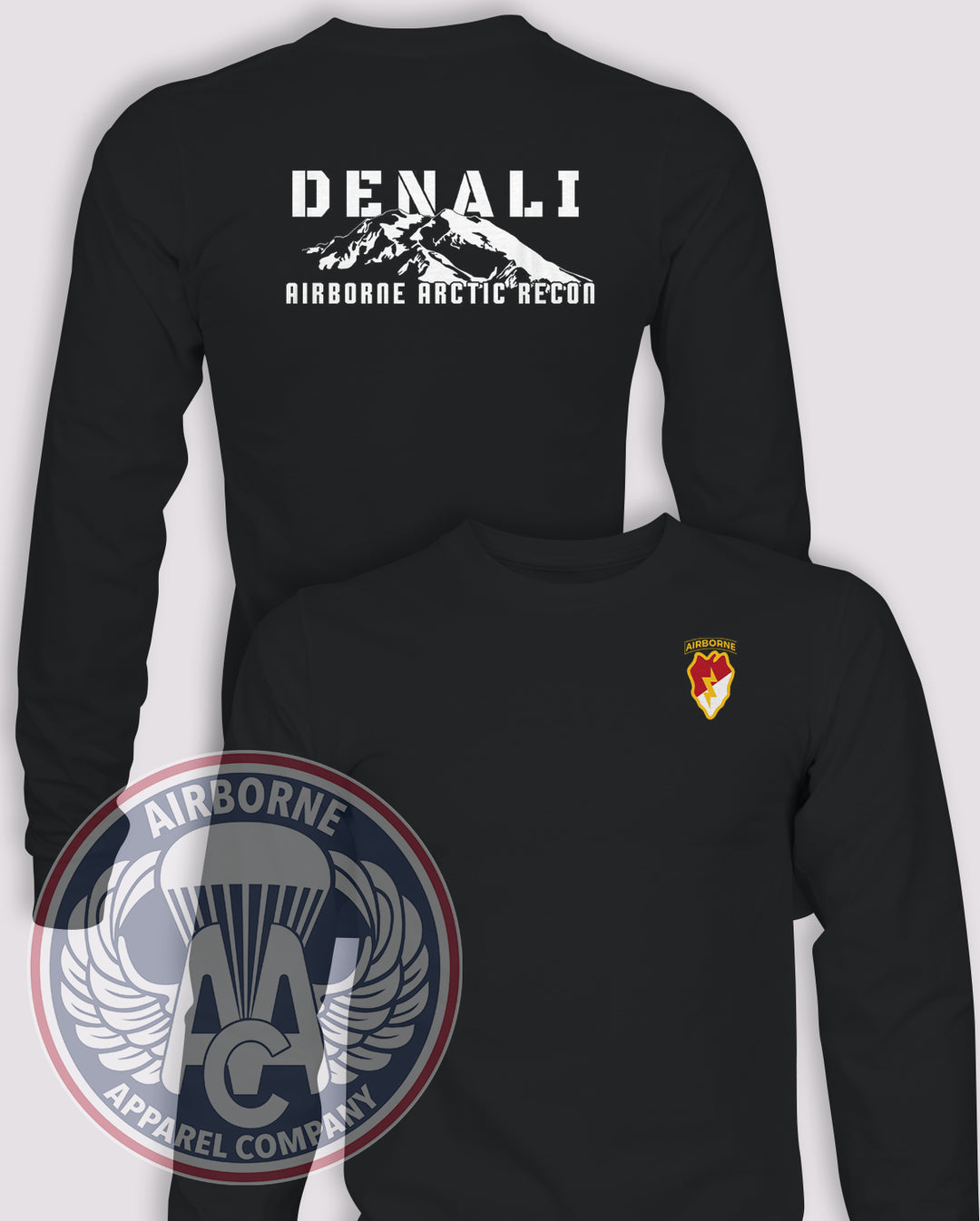 1-40th Cavalry Squadron Denali (4BCT) Long-Sleeve T-Shirt, Black, front and back views