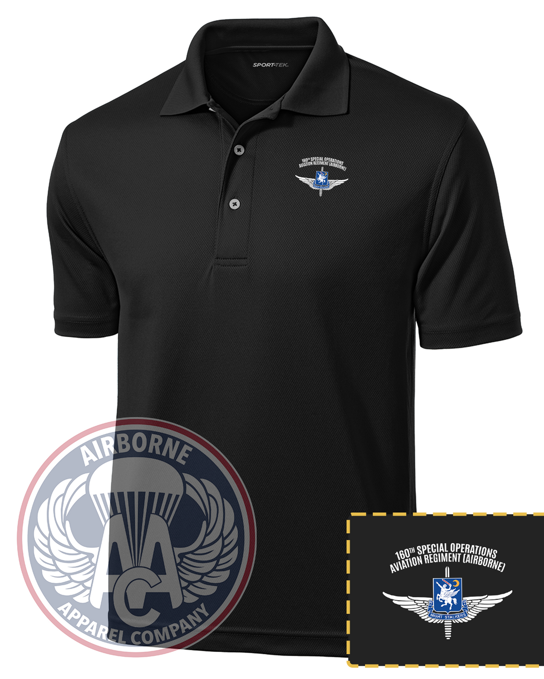 160th SOAR Performance Polo in Black