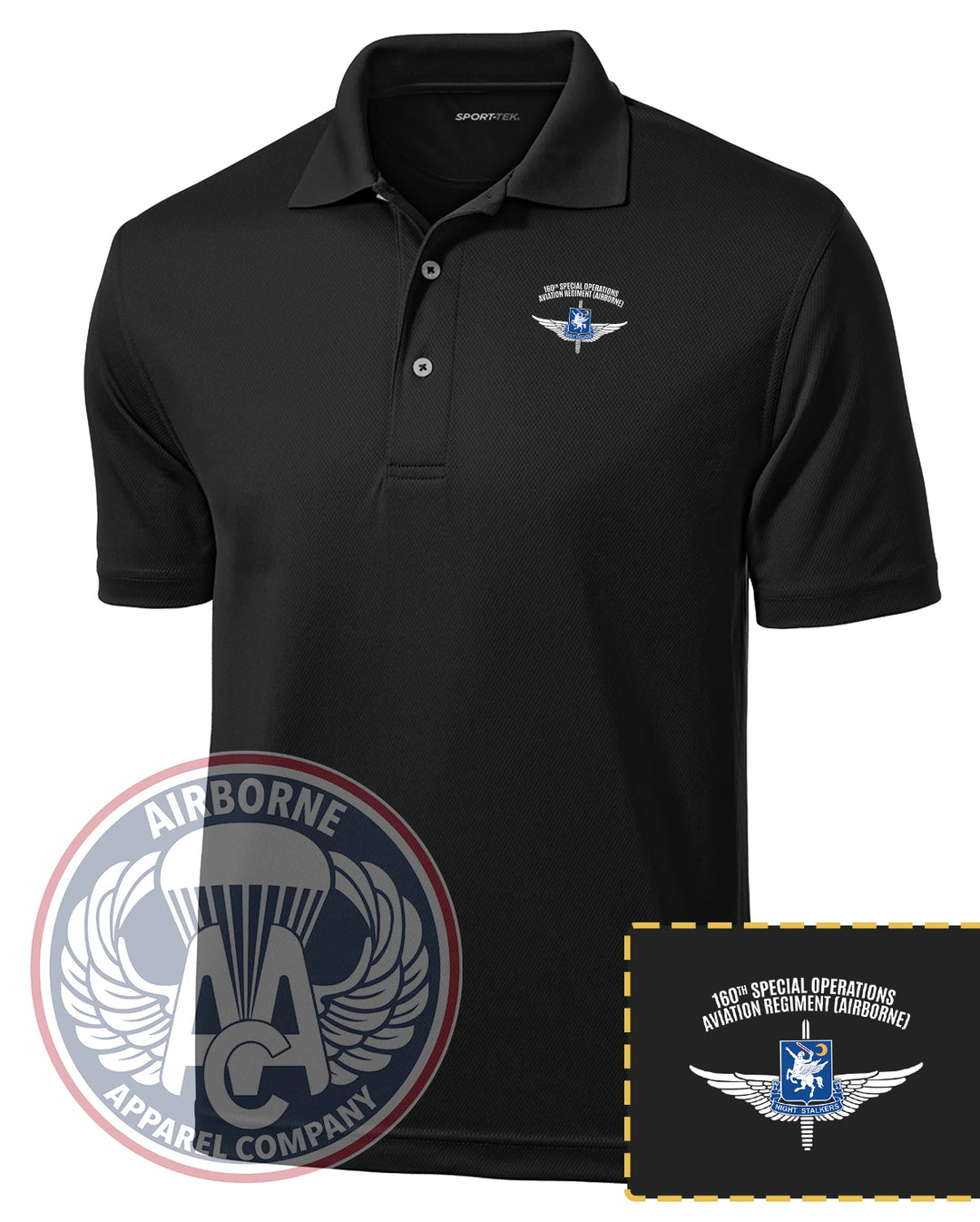 160th SOAR Performance Polo in Black