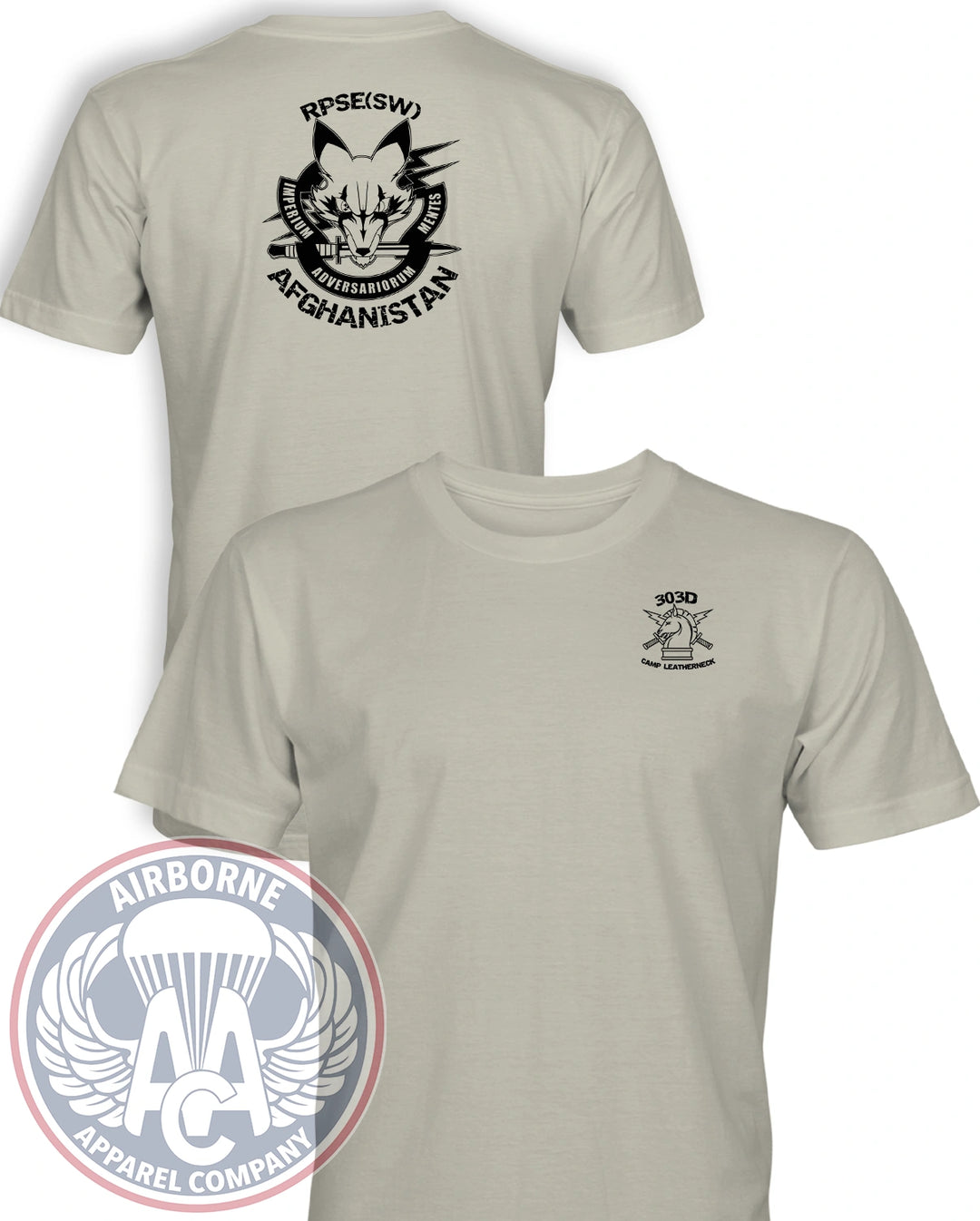 16th PSYOP Battalion 303 TPCO Reproduction T-shirt in Sand, front and back views