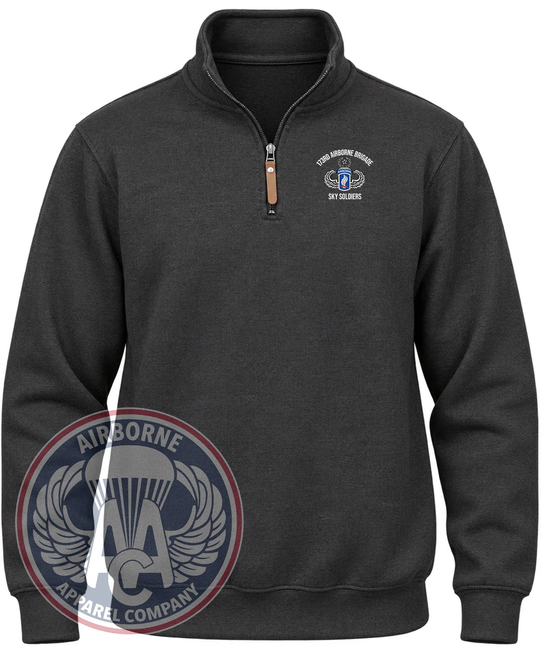 173rd Airborne Sky Soldiers Quarter-Zip Pullover in Black Heather