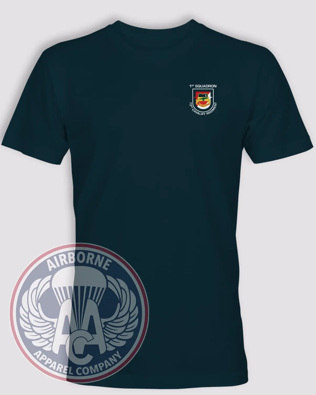 1st Squadron 73rd Cavalry Regiment crest T-shirt in Navy