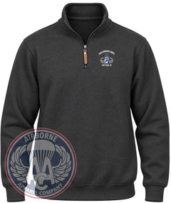XVIII Airborne Corps Quarter-Zip Pullover in Black Heather