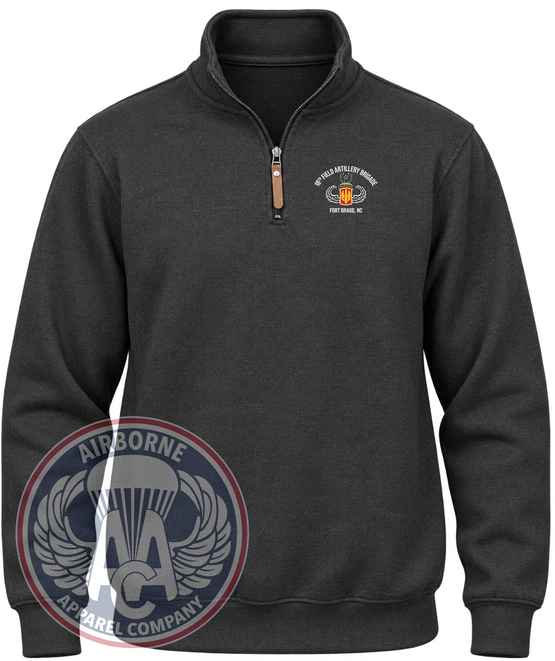 18th Field Artillery Brigade Quarter-Zip Pullover in Black Heather