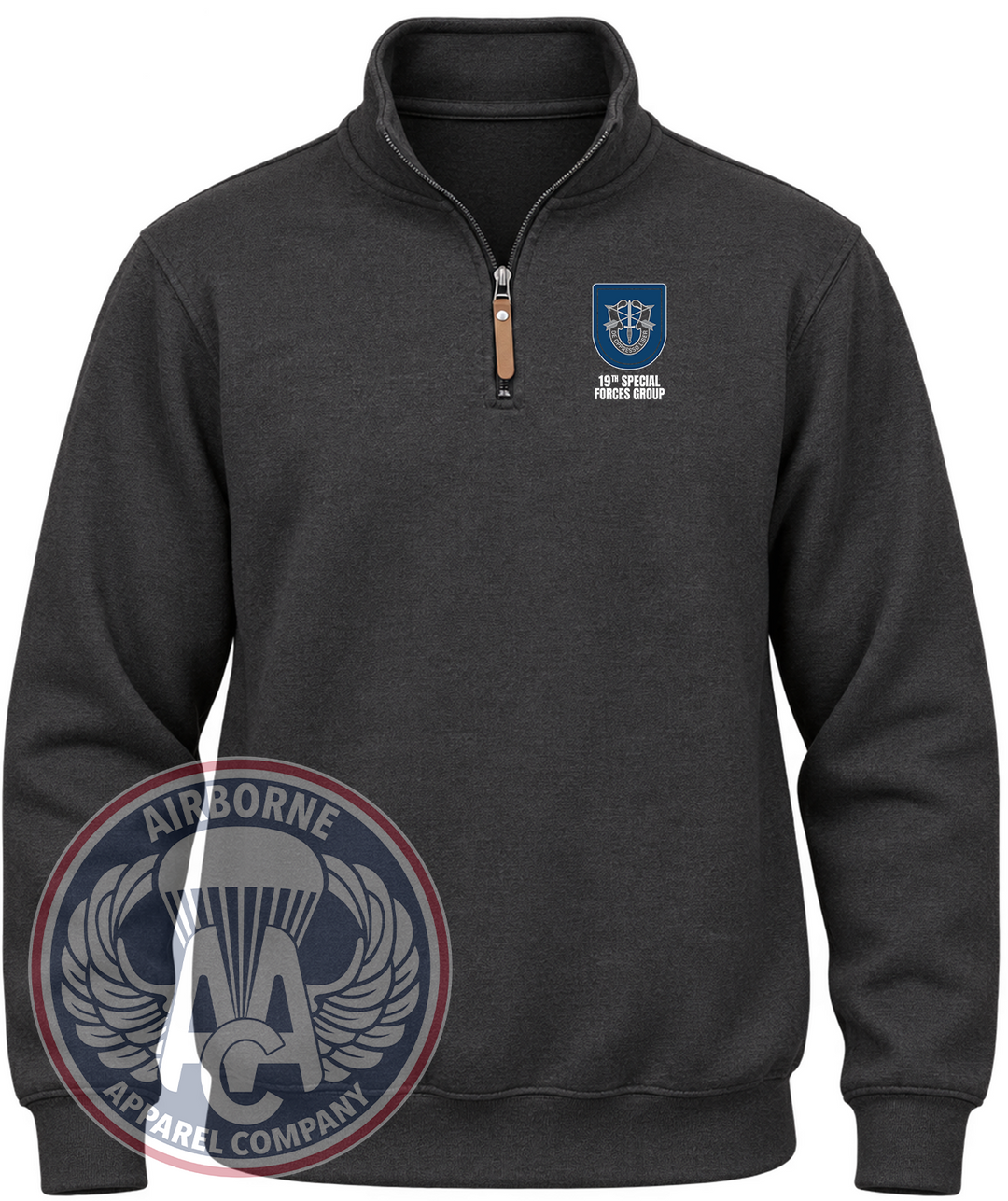 19th Special Forces Group Flash Quarter-Zip Pullover in Black Heather