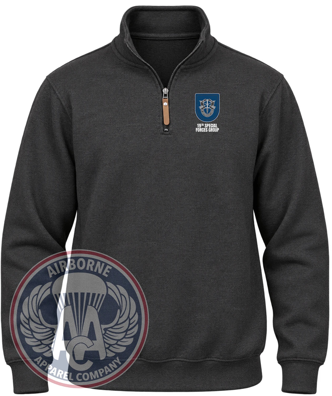 19th Special Forces Group Flash Quarter-Zip Pullover in Black Heather