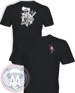 1st PSYOP Battalion Charlie Company Reproduction T-shirt in Black, front and back views