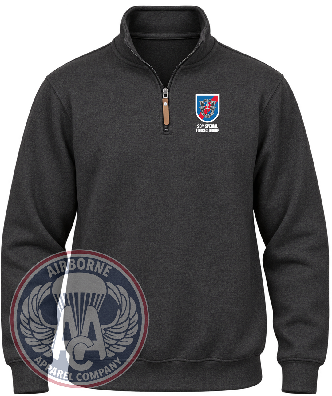 20th Special Forces Group Flash Quarter-Zip Pullover in Black Heather
