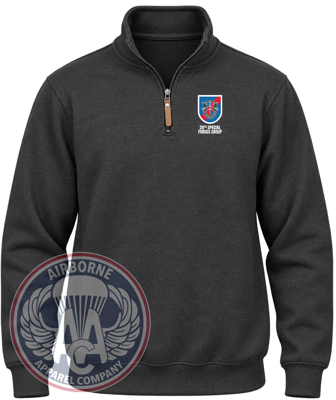 20th Special Forces Group Flash Quarter-Zip Pullover in Black Heather
