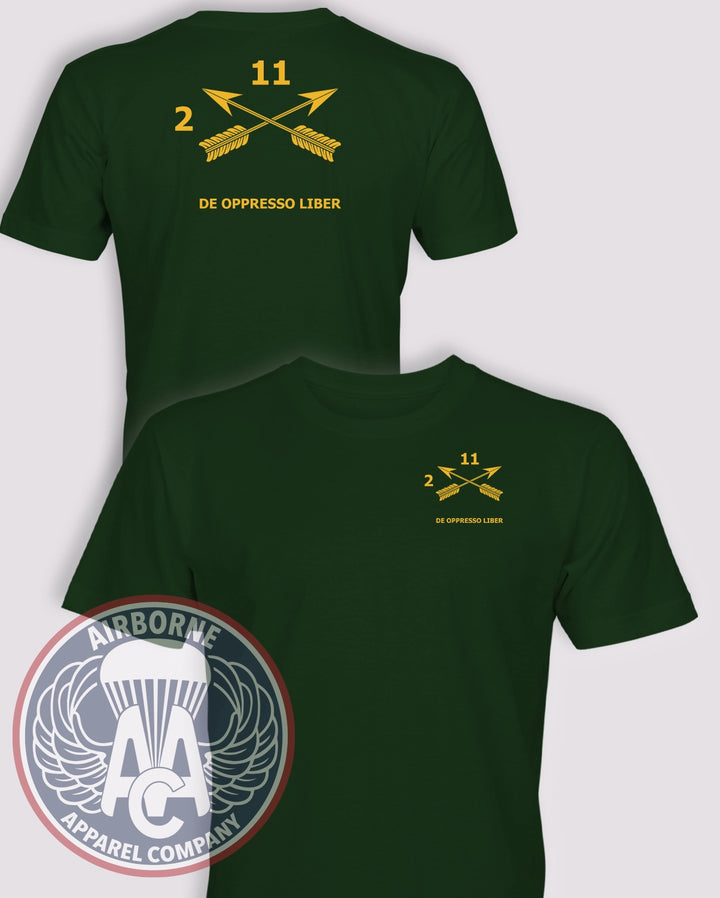 2nd Battalion, 11th Special Forces Group 2/11 SFG guidon T-shirt in Forest Green