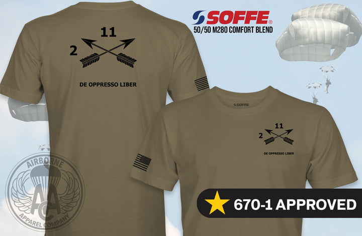 2nd Battalion, 11th Special Forces Group 2/11 SFG guidon T-shirt in Tan 499