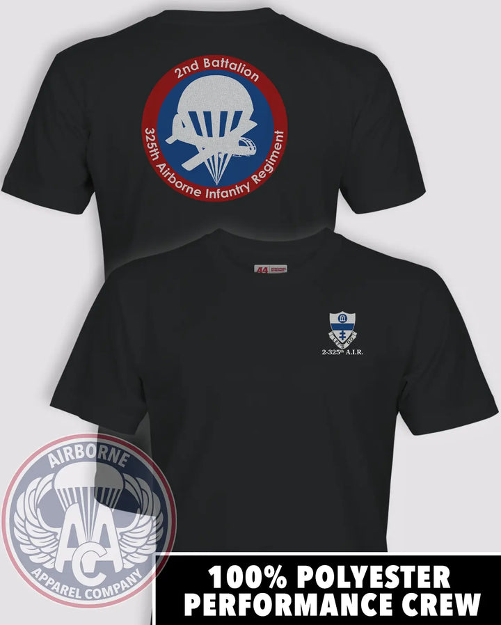 2-325 Airborne Infantry Regiment Glider Patch black performance T-shirt, front and back views