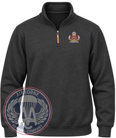 27th Engineer Battalion Quarter-Zip Pullover in Black Heather