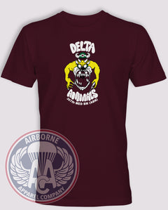 307th Medical Battalion Delta Animals 90s Throwback T-shirt in Maroon