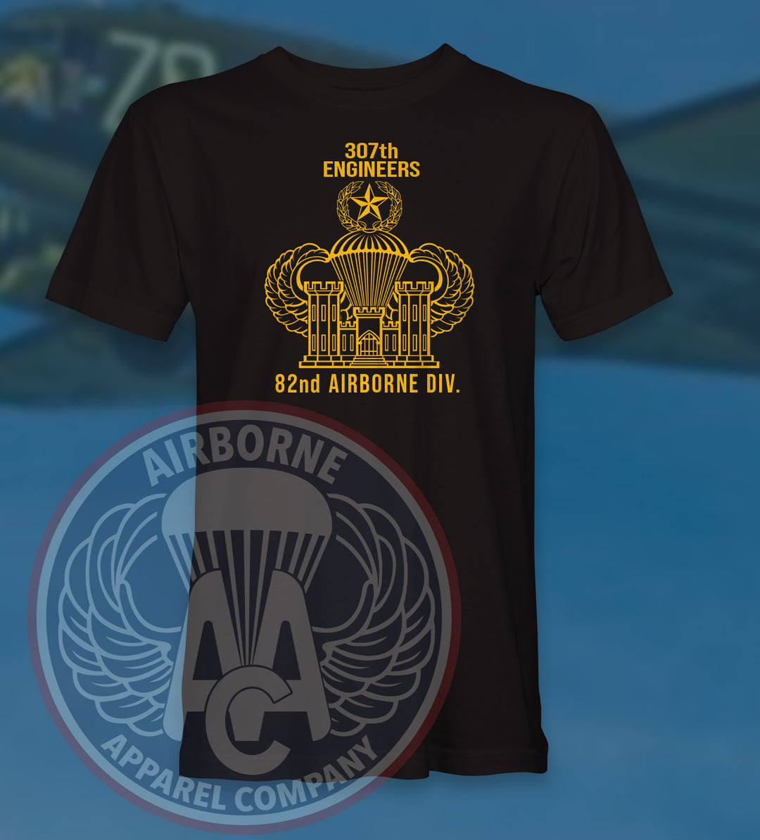 307th Engineer Battalion Castle and Wings T-shirt