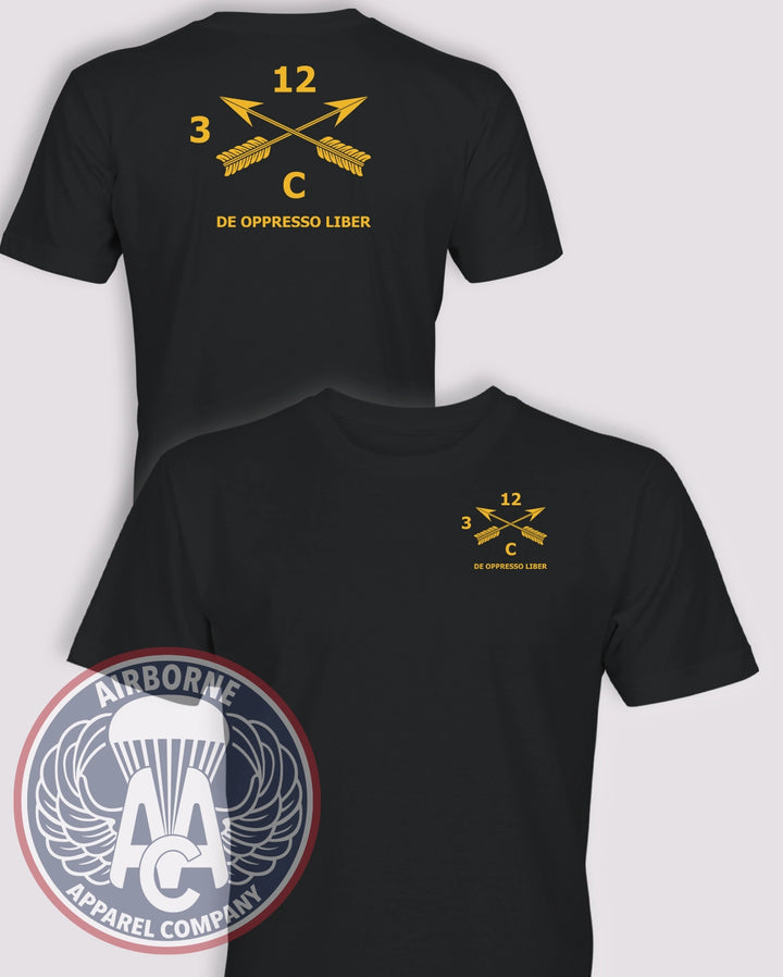 3rd Battalion, 12th Special Forces Group Charlie Company guidon T-shirt in Black