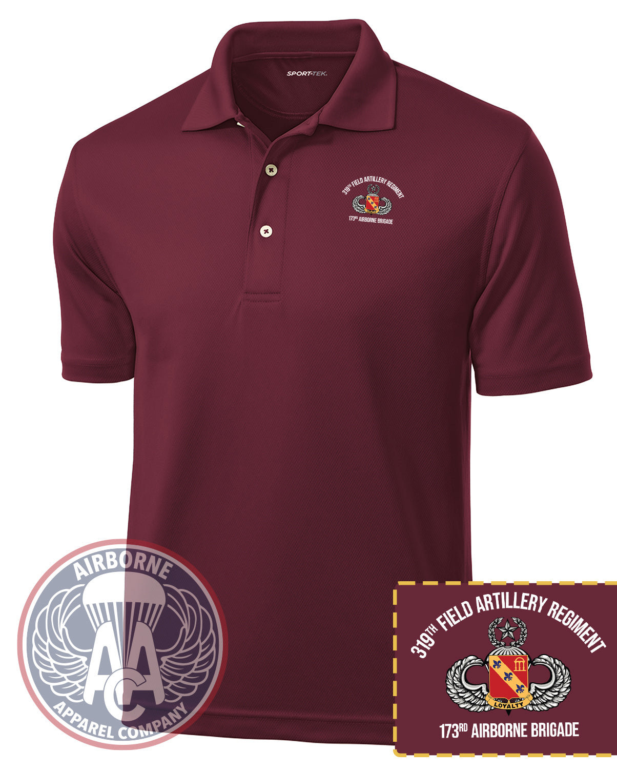 319th Field Artillery Regiment 173rd Airborne Brigade Dri-Mesh Polo ...