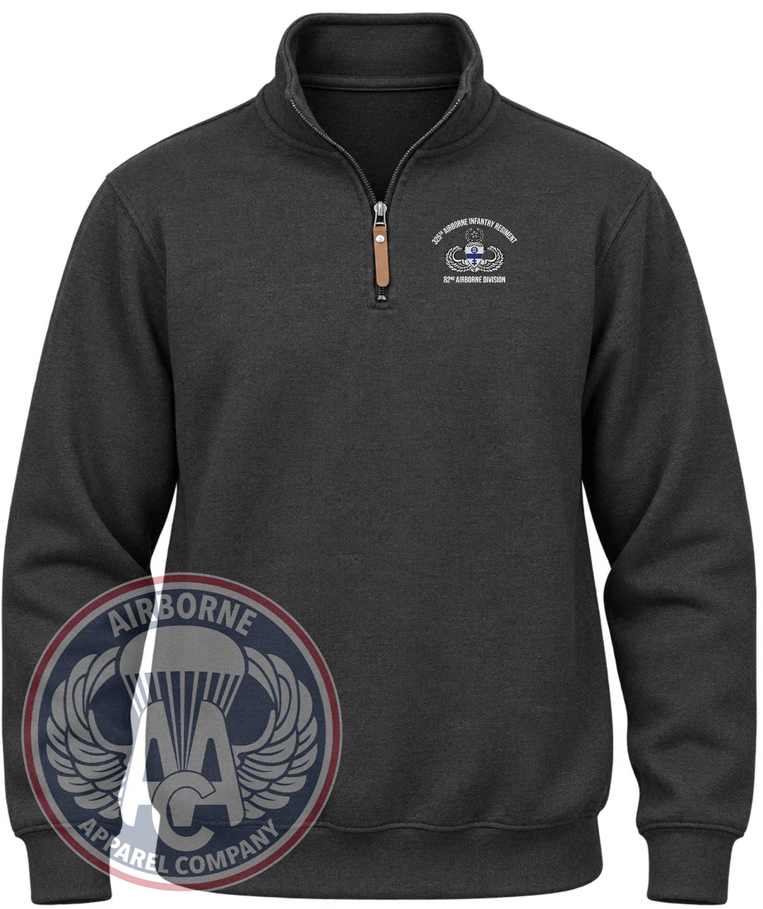 325th Airborne Infantry Regiment Quarter-Zip Pullover in Black Heather