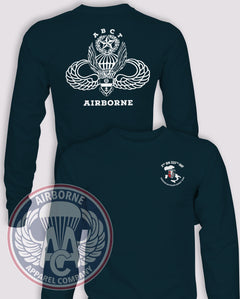 3/325th Airborne Battalion Combat Team Reproduction Long-Sleeve T-Shirt, Navy, front and back views