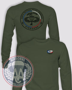 345th Tactical PSYOP Company (Airborne) Long-Sleeve T-Shirt, OD Green, front and back views