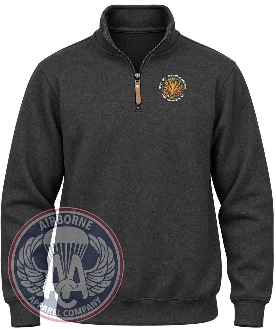 353rd Civil Affairs Command Quarter-Zip Pullover in Black Heather