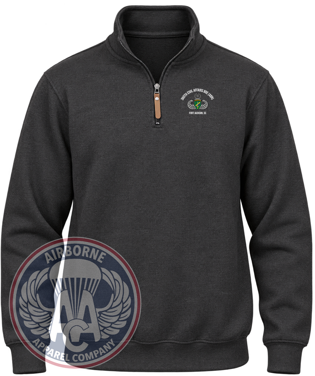 360th Civil Affairs Brigade Quarter-Zip Pullover in Black Heather