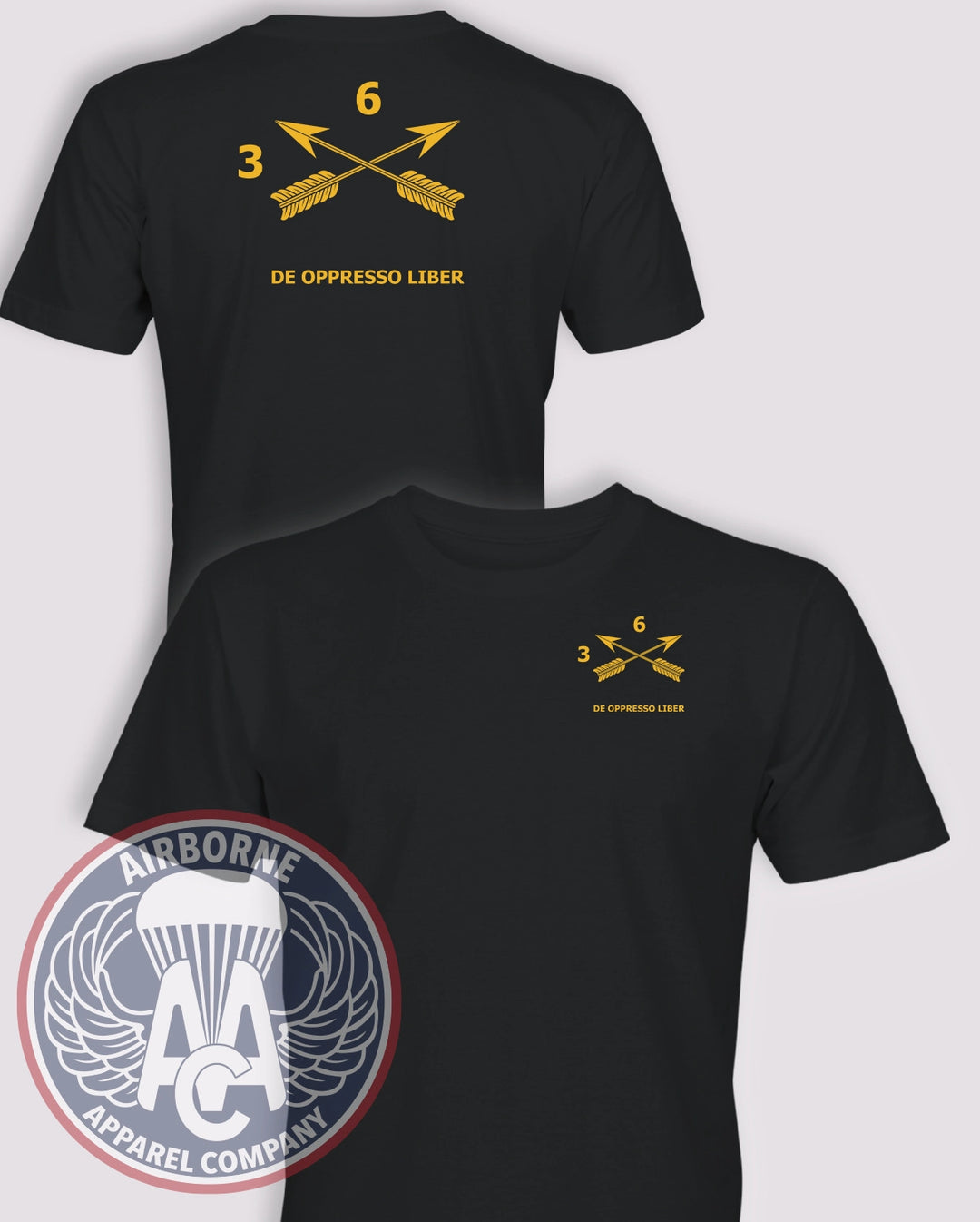 3rd Battalion, 6th Special Forces Group 3/6 SFG guidon T-shirt in Black
