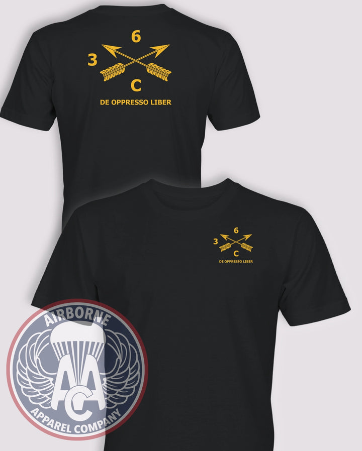 3rd Battalion, 6th Special Forces Group Charlie Company guidon T-shirt in Black