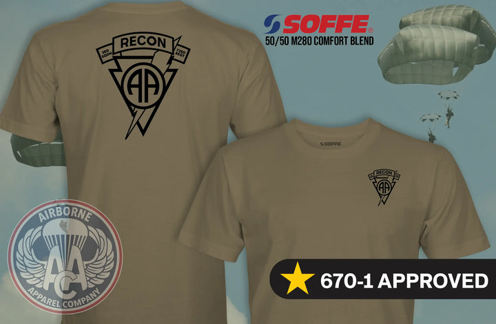3rd Squadron 73rd Cavalry Regiment Recon 670-1 Coyote Brown T-shirt, front and back