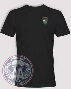 3rd Ranger Battalion scroll and crest Black T-shirt, left-chest print