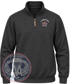37th Engineer Battalion Quarter-Zip Pullover in Black Heather