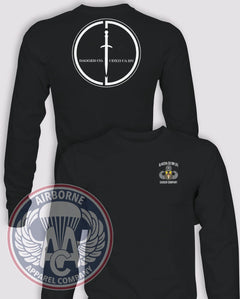 Dagger Company 412th Civil Affairs BN Long-Sleeve PT/Morale T-Shirt (Official), Black, front and back views