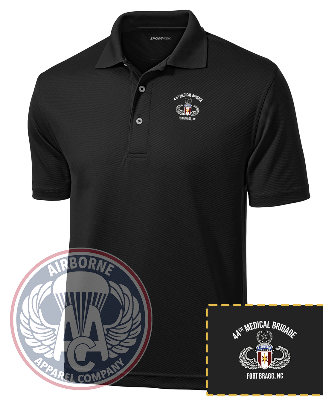 44th Medical Brigade Performance Polo in Black
