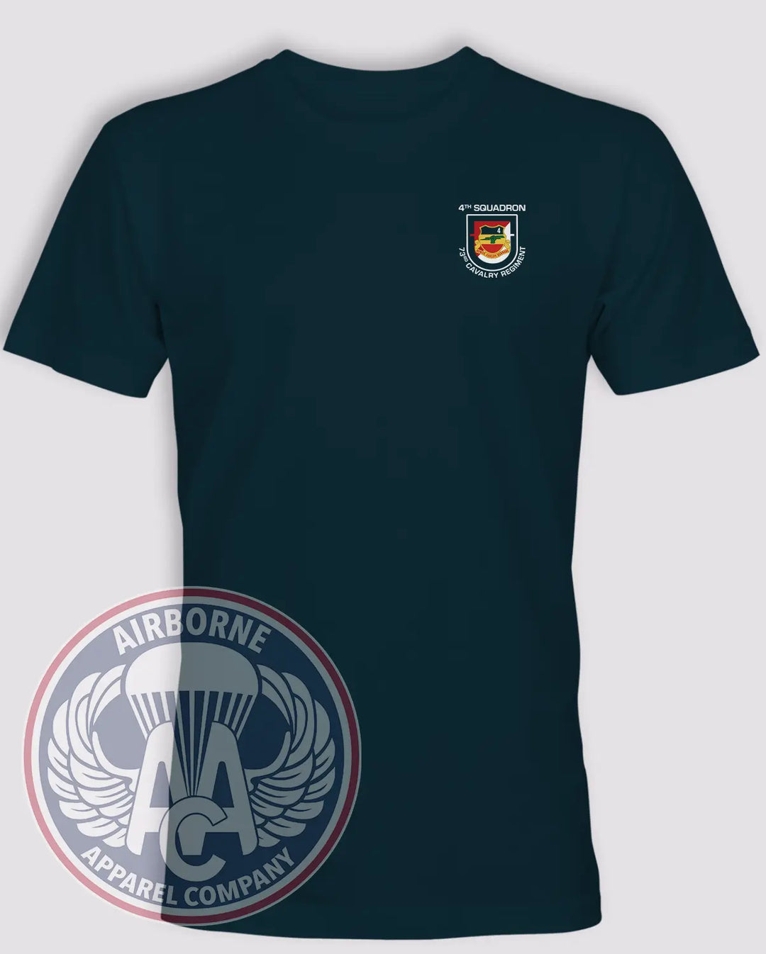 4th Squadron 73rd Cavalry Regiment crest T-shirt in Navy