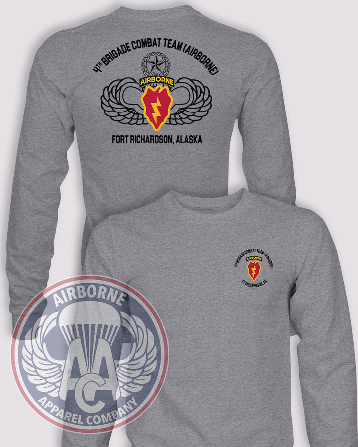 4th Brigade Combat Team (Airborne), 25th Infantry Division Heather Grey long-sleeve T-shirt, front and back views
