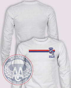503RD Infantry 173rd Long Sleeve T-shirt – White – 503INF-001; front print, blank back and sleeves