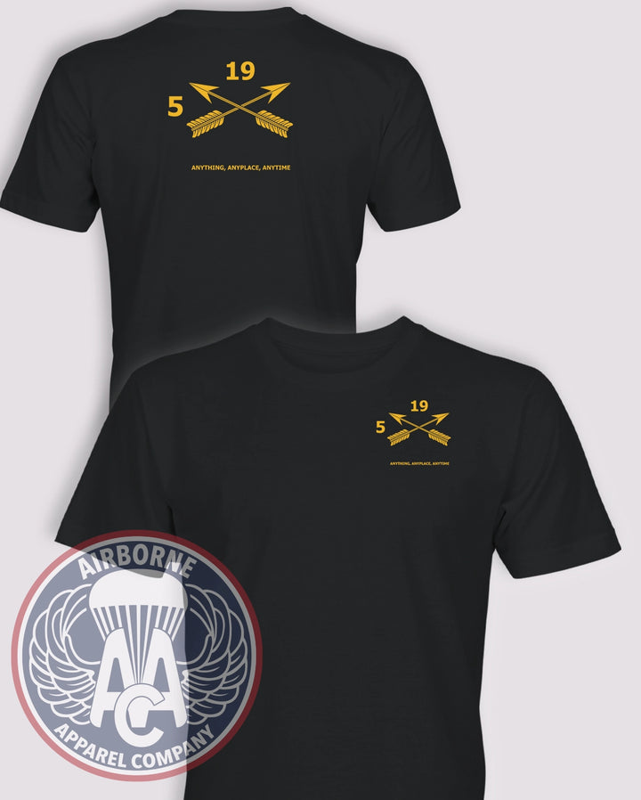 5th Battalion, 19th Special Forces Group 5/19 SFG guidon T-shirt in Black