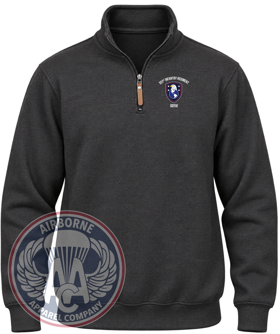 551st Infantry Regiment GOYA! Quarter-Zip Pullover in Black Heather