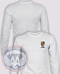 5th Special Forces Group Flash 2016+ Long Sleeve T-shirt – White – 5SFG-001A; front print, blank back and sleeves