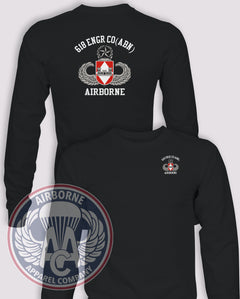 618th Engineer Company Long-Sleeve T-Shirt, Black, front and back views