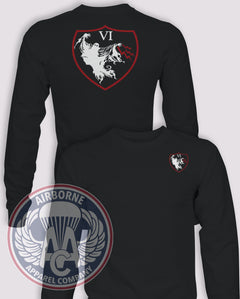 6th Psychological Operations Battalion (Airborne) Long-Sleeve T-Shirt, Black, front and back views