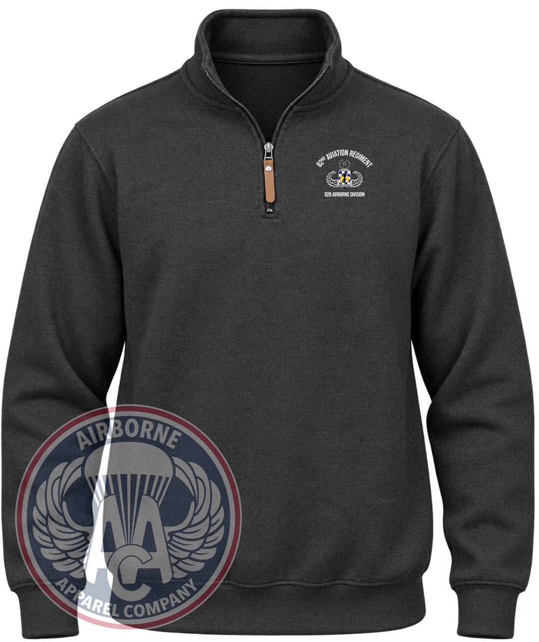 82nd Aviation Regiment Quarter-Zip Pullover in Black Heather