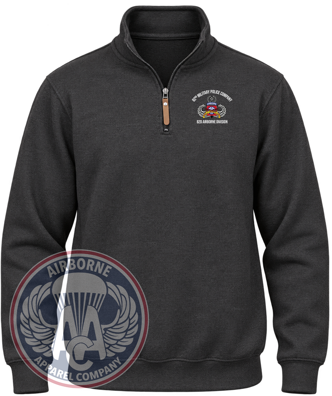 82nd Military Police Company Quarter-Zip Pullover in Black Heather